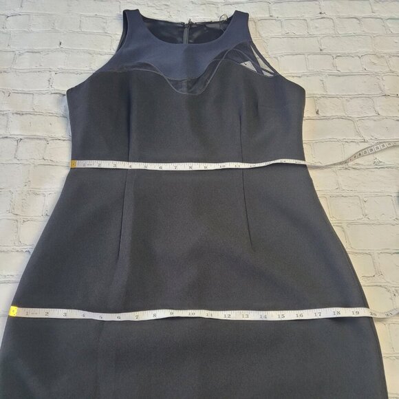 NWT E. Tahari black with navy detail sleeveless midi sheath dress size 8 - Picture 6 of 15